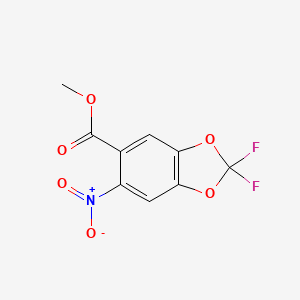 molecular formula C9H5F2NO6 B13521065 Methyl 2,2-difluoro-6-nitro-1,3-dioxaindane-5-carboxylate 