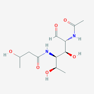 molecular formula C12H22N2O6 B135214 N-[(2R,3R,4S,5R)-5-acetamido-2,4-dihydroxy-6-oxohexan-3-yl]-3-hydroxybutanamide CAS No. 134864-89-4