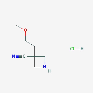 molecular formula C7H13ClN2O B13521488 3-(2-Methoxyethyl)azetidine-3-carbonitrilehydrochloride 