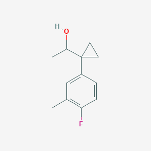 molecular formula C12H15FO B13521669 1-[1-(4-Fluoro-3-methylphenyl)cyclopropyl]ethan-1-ol 