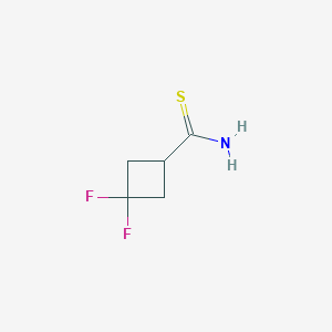 molecular formula C5H7F2NS B13522683 3,3-Difluorocyclobutane-1-carbothioamide 