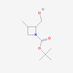 molecular formula C10H19NO3 B13522718 tert-butyl2-(hydroxymethyl)-3-methylazetidine-1-carboxylate,Mixtureofdiastereomers 