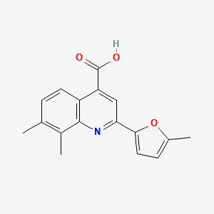 molecular formula C17H15NO3 B1352305 7,8-Dimethyl-2-(5-methylfuran-2-yl)quinoline-4-carboxylic acid CAS No. 725687-85-4