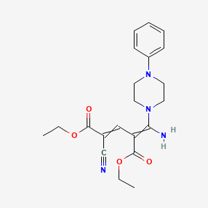 molecular formula C21H26N4O4 B1352407 Diethyl 4-[amino-(4-phenylpiperazin-1-yl)methylidene]-2-cyanopent-2-enedioate 