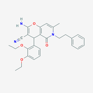 2-amino-4-(2,3-diethoxyphenyl)-7-methyl-5-oxo-6-(2-phenylethyl)-5,6-dihydro-4H-pyrano[3,2-c]pyridine-3-carbonitrile