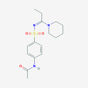 molecular formula C16H23N3O3S B135251 N-(4-(((1-(1-Piperidinyl)propylidene)amino)sulfonyl)phenyl)acetamide CAS No. 126826-71-9