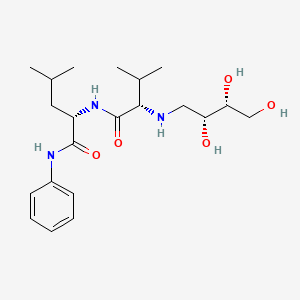 molecular formula C21H35N3O5 B1352561 (2S)-4-methyl-2-[[(2S)-3-methyl-2-[[(2R,3R)-2,3,4-trihydroxybutyl]amino]butanoyl]amino]-N-phenylpentanamide 