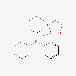 molecular formula C22H33O2P B1352579 Dicyclohexyl(2-(2-methyl-1,3-dioxolan-2-yl)phenyl)phosphine CAS No. 221187-50-4
