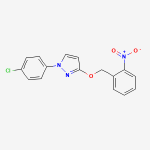 molecular formula C16H12ClN3O3 B1352641 1-(4-Chlorophenyl)-3-((2-nitrobenzyl)oxy)-1H-pyrazole CAS No. 220368-29-6