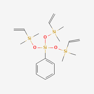 molecular formula C18H32O3Si4 B1352684 三(乙烯基二甲基硅氧基)苯基硅烷 CAS No. 60111-47-9
