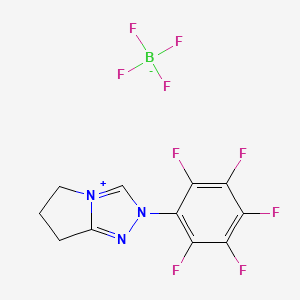 molecular formula C11H7BF9N3 B1352731 6,7-Dihydro-2-pentafluorophenyl-5H-pyrrolo[2,1-c]-1,2,4-triazolium tetrafluoroborate CAS No. 862095-91-8
