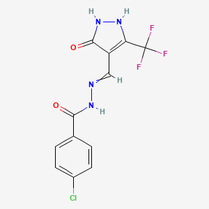 4-chloro-N'-{[5-oxo-3-(trifluoromethyl)-1,5-dihydro-4H-pyrazol-4-yliden]methyl}benzenecarbohydrazide