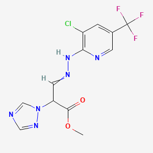 molecular formula C12H10ClF3N6O2 B1352804 Methyl 3-[[3-chloro-5-(trifluoromethyl)pyridin-2-yl]hydrazinylidene]-2-(1,2,4-triazol-1-yl)propanoate 