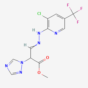 molecular formula C12H10ClF3N6O2 B1352804 methyl 3-{(E)-2-[3-chloro-5-(trifluoromethyl)-2-pyridinyl]hydrazono}-2-(1H-1,2,4-triazol-1-yl)propanoate 