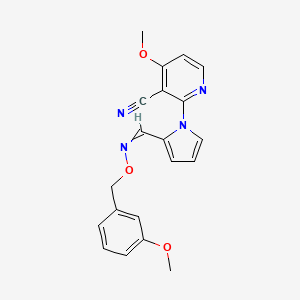 molecular formula C20H18N4O3 B1352859 4-methoxy-2-[2-({[(3-methoxybenzyl)oxy]imino}methyl)-1H-pyrrol-1-yl]nicotinonitrile 