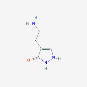 molecular formula C5H9N3O B13528835 4-(2-Aminoethyl)-1,2-dihydropyrazol-3-one 
