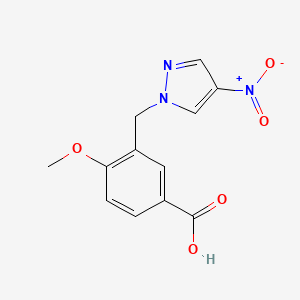 molecular formula C12H11N3O5 B1352897 4-methoxy-3-[(4-nitro-1H-pyrazol-1-yl)methyl]benzoic acid CAS No. 956204-53-8