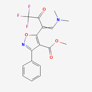 molecular formula C17H15F3N2O4 B1352986 Methyl 5-[2-(dimethylamino)-1-(2,2,2-trifluoroacetyl)vinyl]-3-phenyl-4-isoxazolecarboxylate 