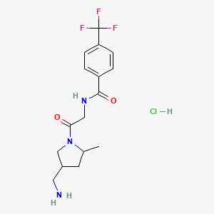 molecular formula C16H21ClF3N3O2 B13529907 N-{2-[4-(aminomethyl)-2-methylpyrrolidin-1-yl]-2-oxoethyl}-4-(trifluoromethyl)benzamide hydrochloride 