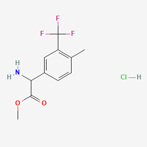 molecular formula C11H13ClF3NO2 B13530168 Methyl2-amino-2-[4-methyl-3-(trifluoromethyl)phenyl]acetatehydrochloride 