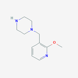 molecular formula C11H17N3O B13530259 1-((2-Methoxypyridin-3-yl)methyl)piperazine 