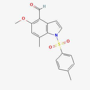 molecular formula C18H17NO4S B13530303 5-methoxy-7-methyl-1-(4-methylbenzenesulfonyl)-1H-indole-4-carbaldehyde 