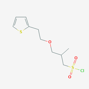 molecular formula C10H15ClO3S2 B13530444 2-Methyl-3-(2-(thiophen-2-yl)ethoxy)propane-1-sulfonyl chloride 