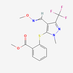molecular formula C15H14F3N3O3S B1353123 Methyl 2-[4-(methoxyiminomethyl)-2-methyl-5-(trifluoromethyl)pyrazol-3-yl]sulfanylbenzoate 