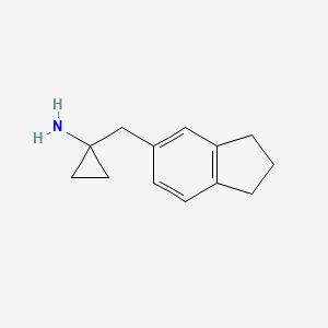 molecular formula C13H17N B13531551 1-((2,3-Dihydro-1h-inden-5-yl)methyl)cyclopropan-1-amine 