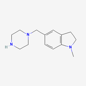 molecular formula C14H21N3 B13531660 1-Methyl-5-(piperazin-1-ylmethyl)indoline 