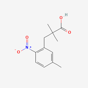 molecular formula C12H15NO4 B13531713 2,2-Dimethyl-3-(5-methyl-2-nitrophenyl)propanoic acid 