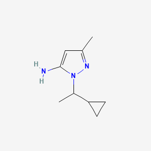 molecular formula C9H15N3 B1353186 1-(1-Cyclopropylethyl)-3-methyl-1H-pyrazol-5-amine CAS No. 957514-15-7