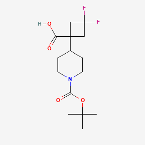 molecular formula C15H23F2NO4 B13531924 1-(1-(tert-Butoxycarbonyl)piperidin-4-yl)-3,3-difluorocyclobutane-1-carboxylic acid 