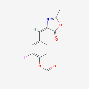 molecular formula C13H10INO4 B1353229 [2-iodo-4-[(E)-(2-methyl-5-oxo-1,3-oxazol-4-ylidene)methyl]phenyl] acetate 