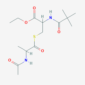 molecular formula C15H26N2O5S B135323 Ethyl 3-(2-acetamidopropanoylsulfanyl)-2-(2,2-dimethylpropanoylamino)propanoate CAS No. 144965-09-3