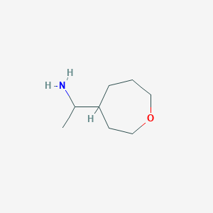 molecular formula C8H17NO B13533316 1-(Oxepan-4-yl)ethan-1-amine 