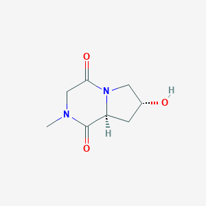 molecular formula C8H12N2O3 B135346 (7R,8aS)-7-hydroxy-2-methylhexahydropyrrolo[1,2-a]pyrazine-1,4-dione CAS No. 132714-93-3