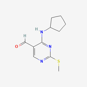 molecular formula C11H15N3OS B1353461 4-(环戊基氨基)-2-(甲硫基)嘧啶-5-甲醛 CAS No. 211245-64-6