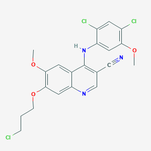 molecular formula C21H18Cl3N3O3 B1353617 7-(3-Chloropropoxy)-4-((2,4-dichloro-5-methoxyphenyl)amino)-6-methoxyquinoline-3-carbonitrile CAS No. 380844-49-5