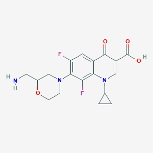 molecular formula C18H19F2N3O4 B135363 7-(2-Aminomethylmorpholino)-1-cyclopropyl-6,8-difluoro-1,4-dihydro-4-oxo-3-quinolinecarboxylic acid CAS No. 146805-34-7