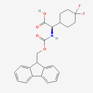 molecular formula C23H23F2NO4 B13537082 (R)-2-((((9H-Fluoren-9-yl)methoxy)carbonyl)amino)-2-(4,4-difluorocyclohexyl)acetic acid 