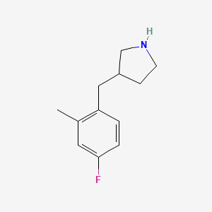 molecular formula C12H16FN B13537215 3-(4-Fluoro-2-methylbenzyl)pyrrolidine 