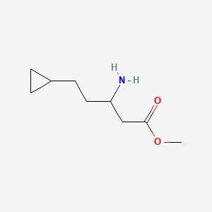 molecular formula C9H17NO2 B13537322 Methyl 3-amino-5-cyclopropylpentanoate 