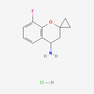 molecular formula C11H13ClFNO B13537522 8-Fluoro-3,4-dihydrospiro[1-benzopyran-2,1'-cyclopropan]-4-aminehydrochloride 