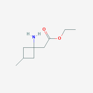 molecular formula C9H17NO2 B13537644 Ethyl 2-(1-amino-3-methylcyclobutyl)acetate 