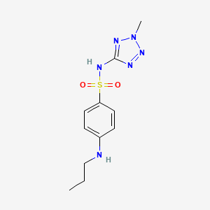 molecular formula C11H16N6O2S B13538821 N-(2-methyl-2H-1,2,3,4-tetrazol-5-yl)-4-(propylamino)benzene-1-sulfonamide 