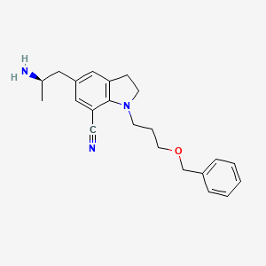 molecular formula C22H27N3O B1353941 (R)-5-(2-Aminopropyl)-1-(3-(benzyloxy)propyl)indoline-7-carbonitrile CAS No. 459868-73-6