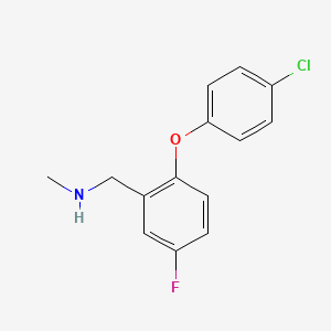 molecular formula C14H13ClFNO B1353959 1-(2-(4-chlorophenoxy)-5-fluorophenyl)-N-methylmethanamine CAS No. 289717-57-3