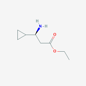 molecular formula C8H15NO2 B13540286 Ethyl (S)-3-amino-3-cyclopropylpropanoate 