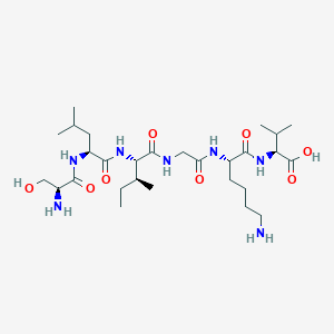 molecular formula C28H53N7O8 B1354043 丝氨酸-亮氨酸-异亮氨酸-甘氨酸-赖氨酸-缬氨酸 CAS No. 202933-49-1